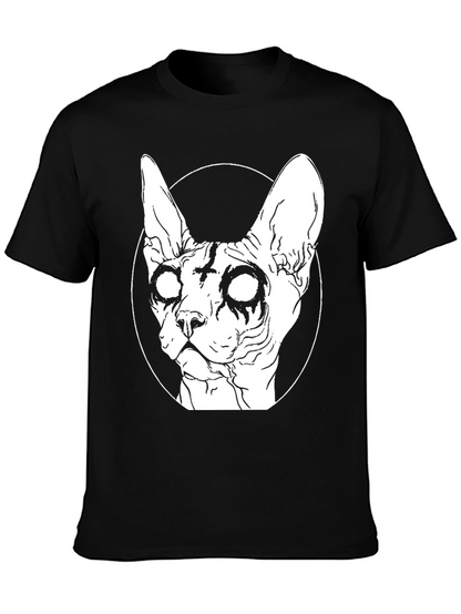Gothic Cat Graphic T-Shirt - Black