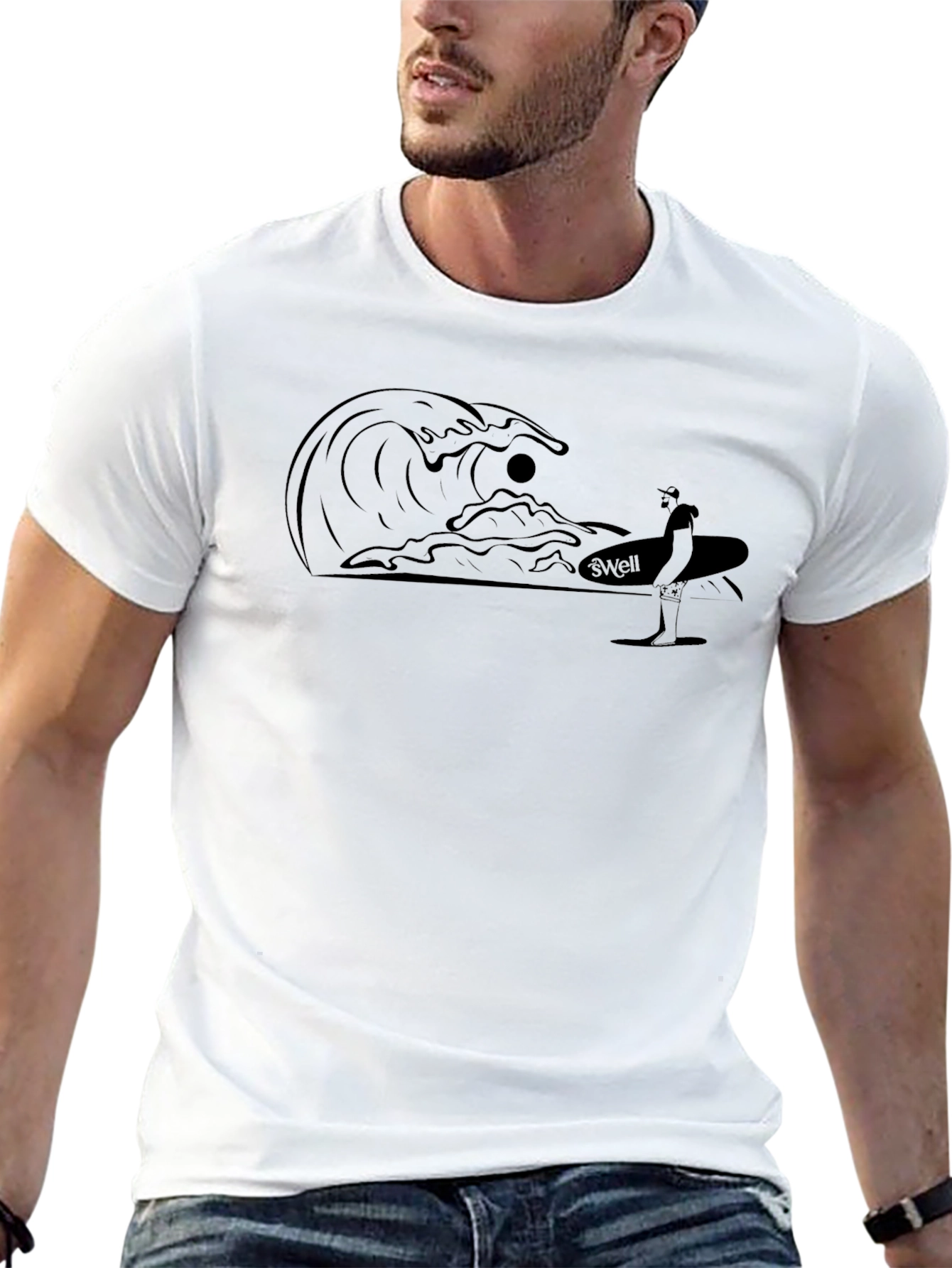 Mens Black Surfer Graphic Tee