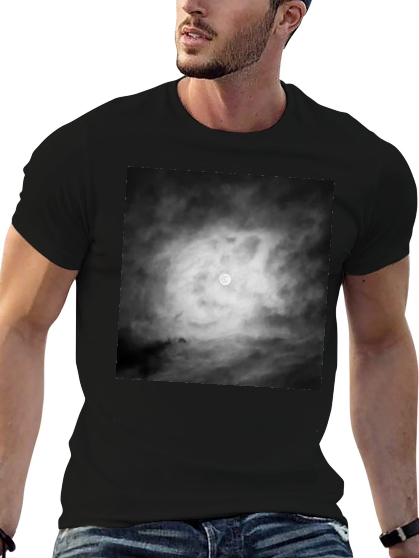 Moonlit Night Graphic Tee - Black