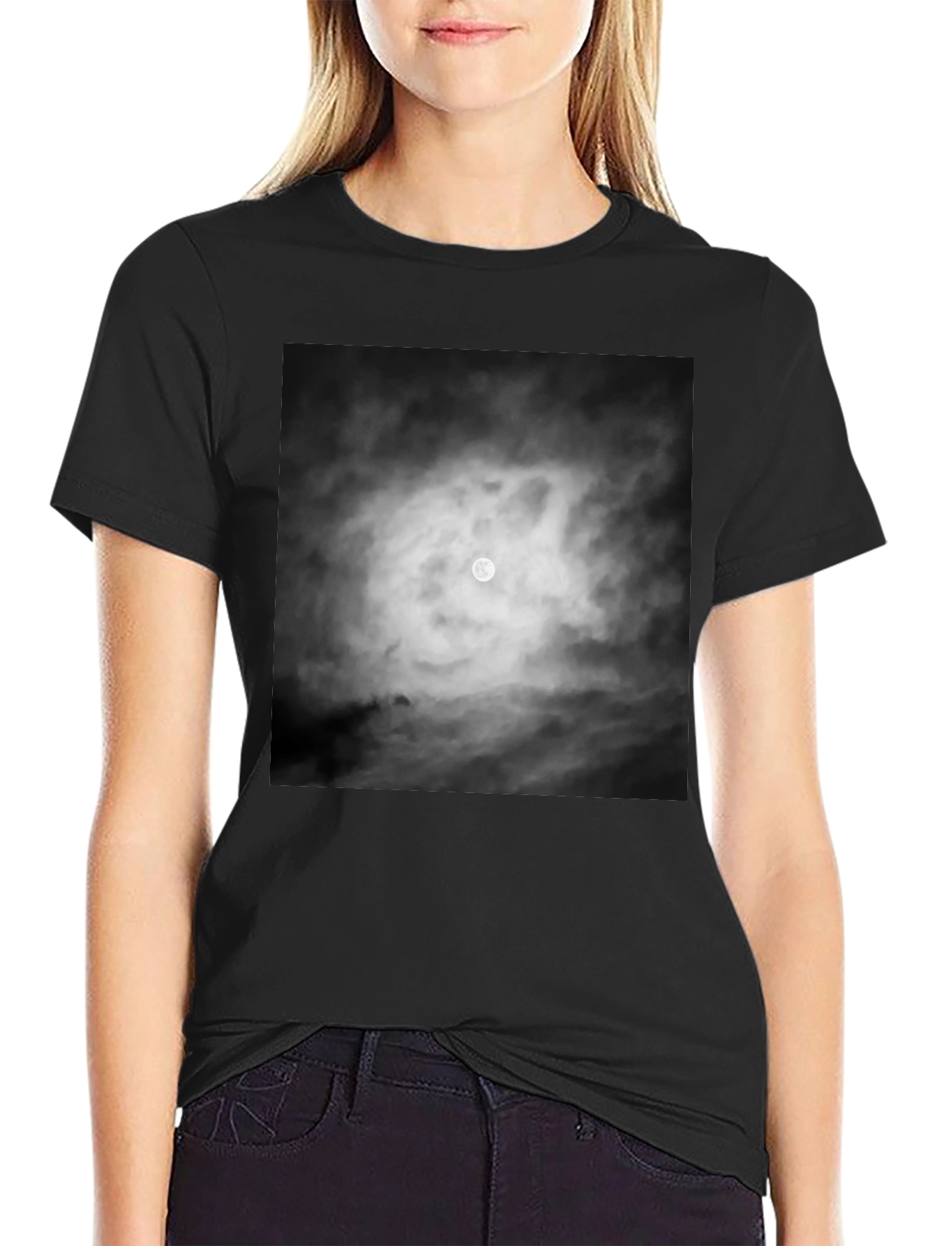 Moonlit Night Graphic Tee - Black