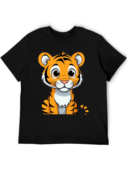 Cute Tiger Graphic Tee - Unisex Black T-Shirt
