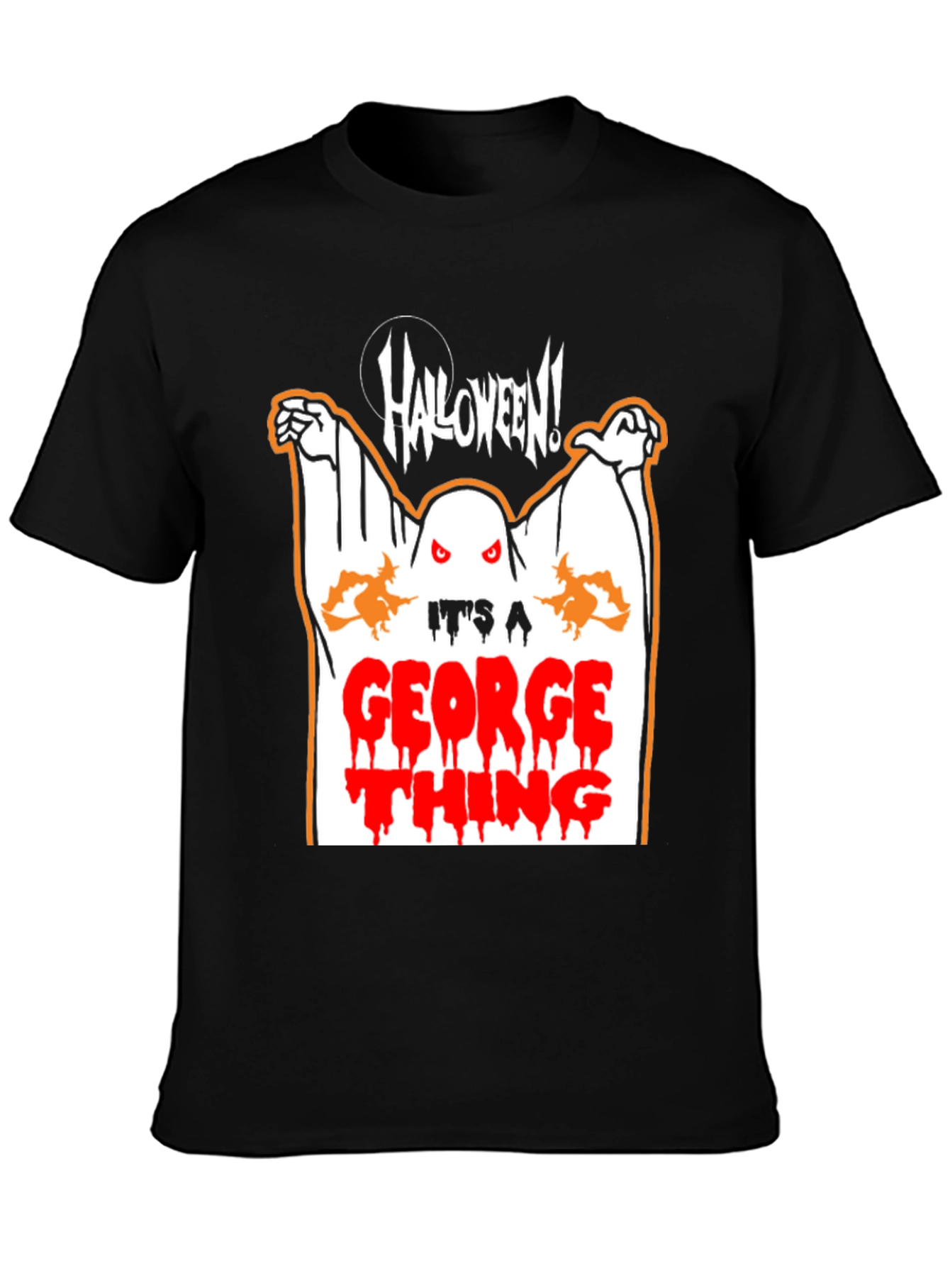 Halloween Ghost George Thing Black T-Shirt