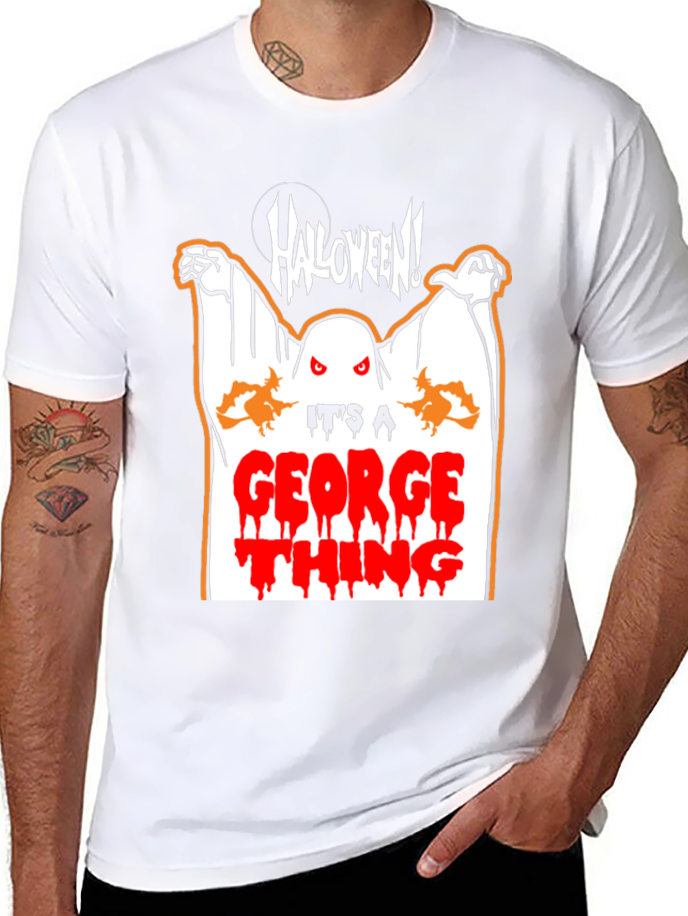 Halloween Ghost George Thing Black T-Shirt