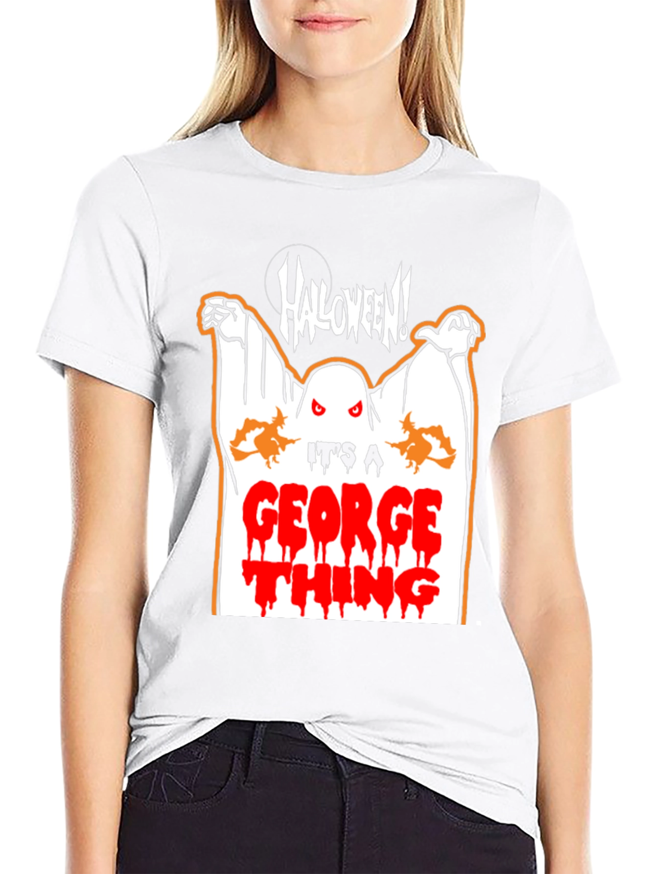 Halloween Ghost George Thing Black T-Shirt