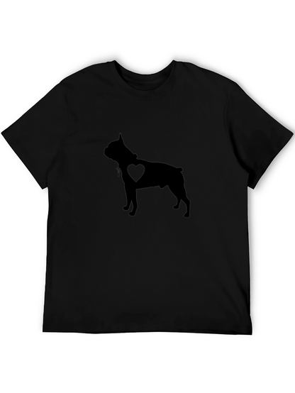 Dog Heart Silhouette Mens Black T-Shirt