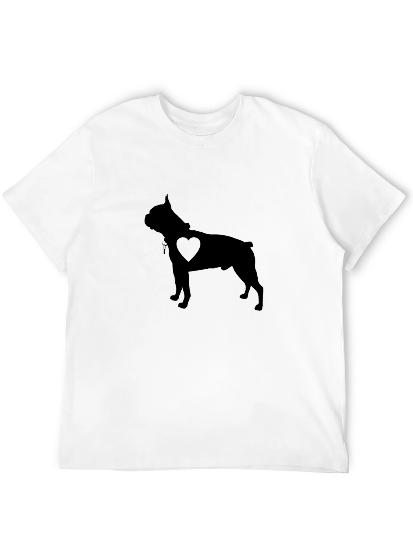 Dog Heart Silhouette Mens Black T-Shirt