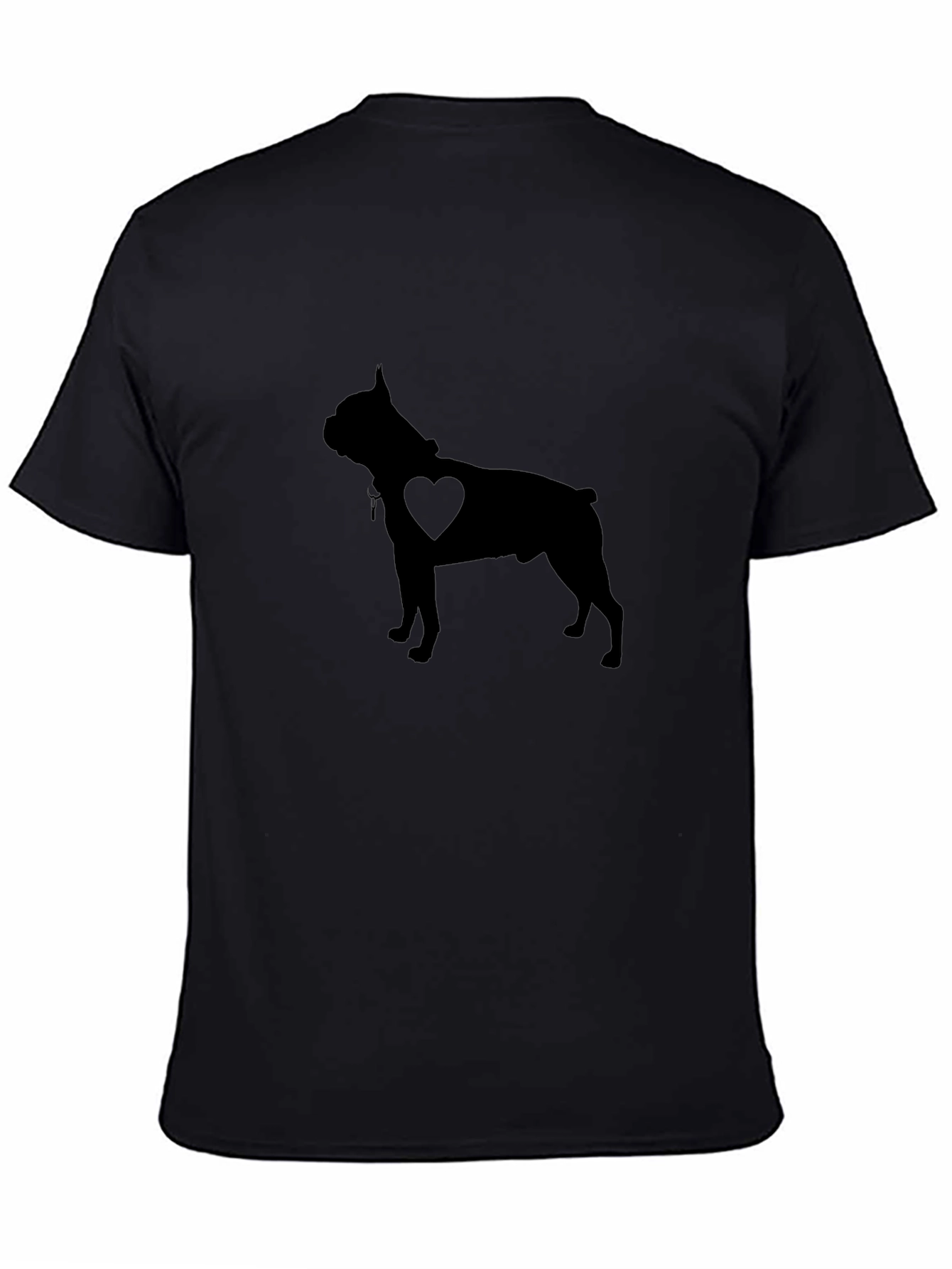 Dog Heart Silhouette Mens Black T-Shirt