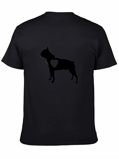 Dog Heart Silhouette Mens Black T-Shirt