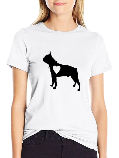 Dog Heart Silhouette Mens Black T-Shirt