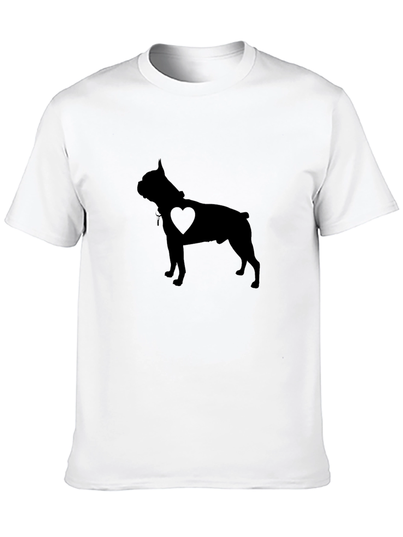 Dog Heart Silhouette Mens Black T-Shirt