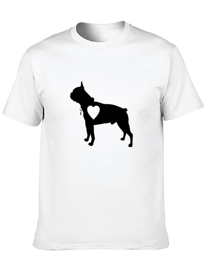 Dog Heart Silhouette Mens Black T-Shirt