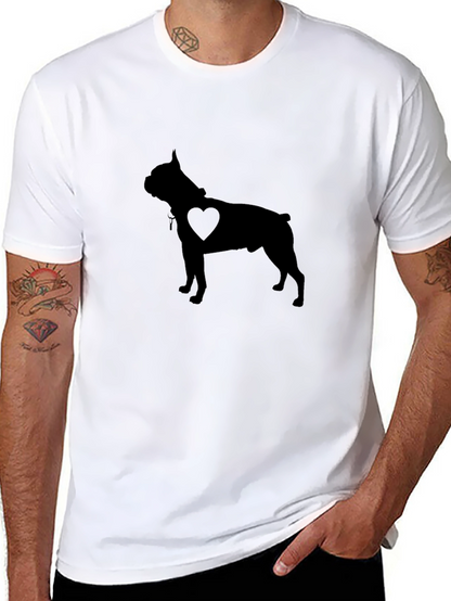 Dog Heart Silhouette Mens Black T-Shirt