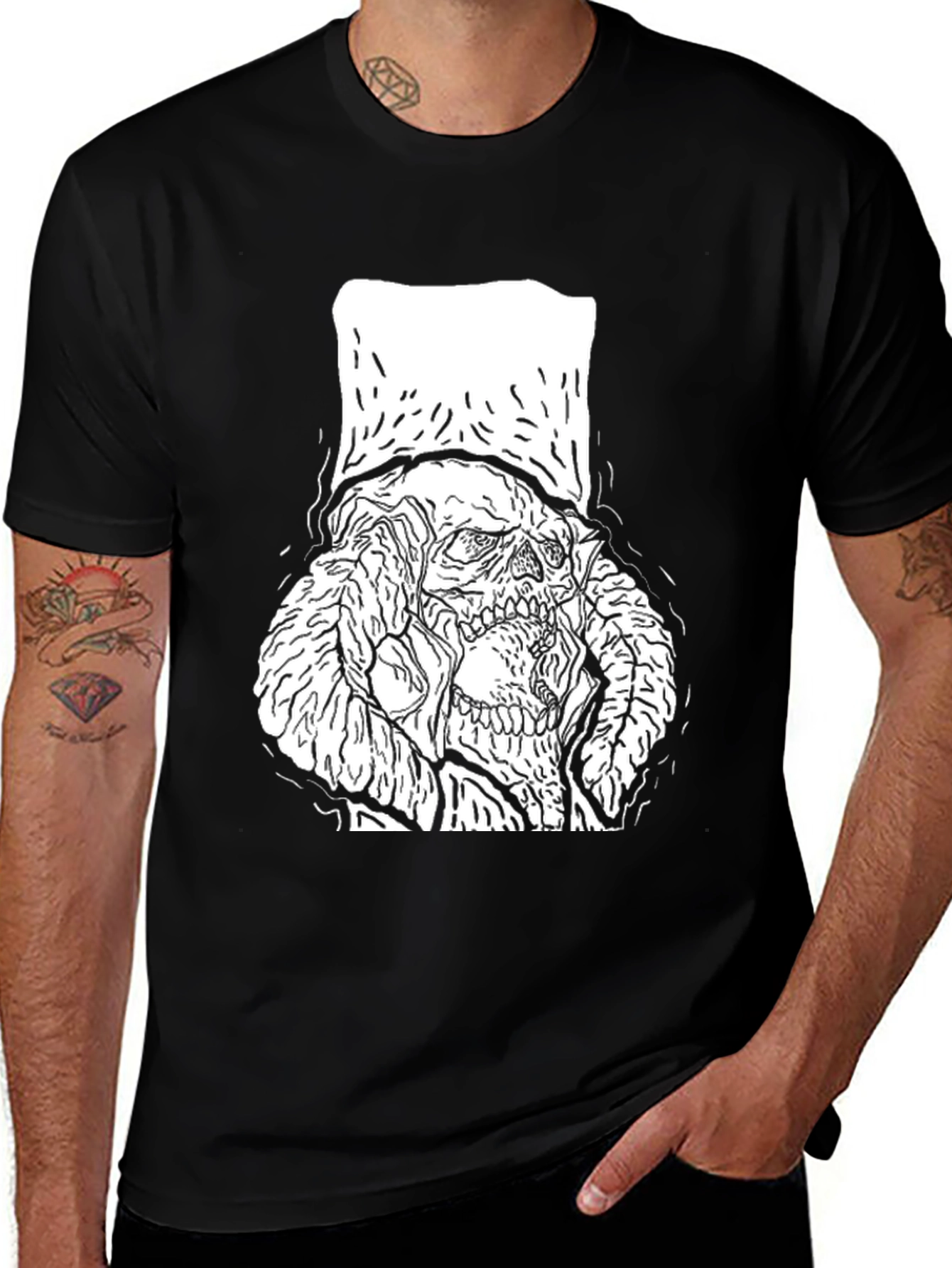 Skull with Top Hat Graphic Tee