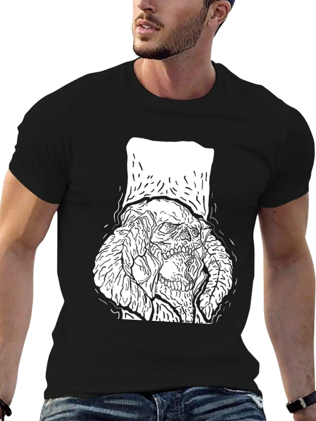 Skull with Top Hat Graphic Tee