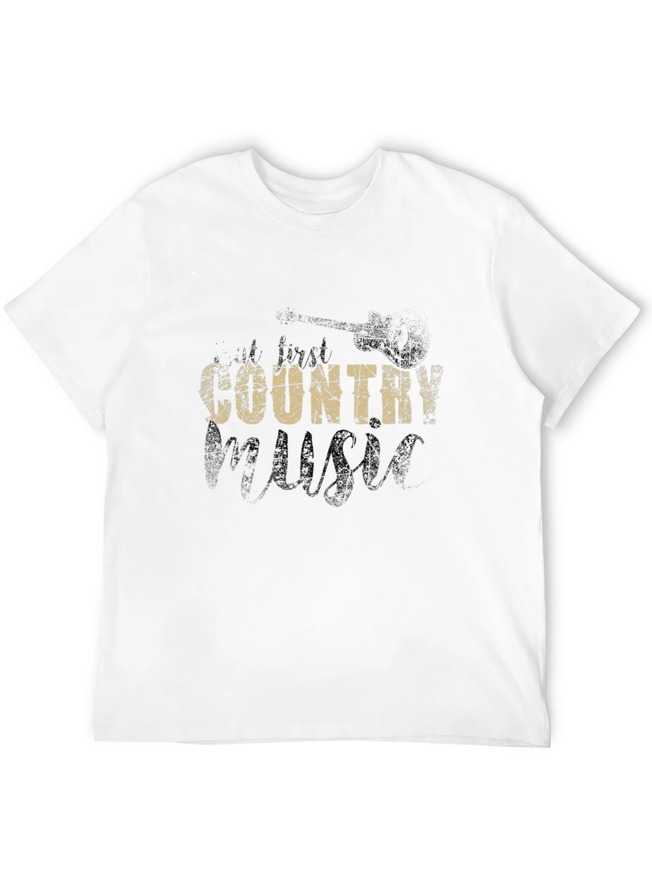 Country Music Graphic Tee - Black Cotton T-Shirt