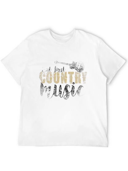 Country Music Graphic Tee - Black Cotton T-Shirt