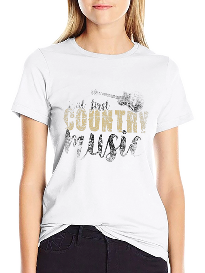 Country Music Graphic Tee - Black Cotton T-Shirt