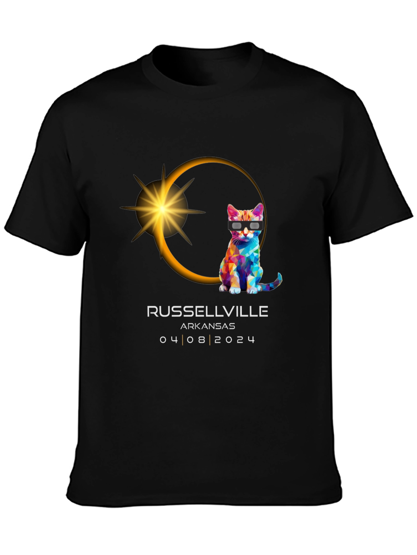 Russellville Arkansas Eclipse 2024 Cat T-Shirt