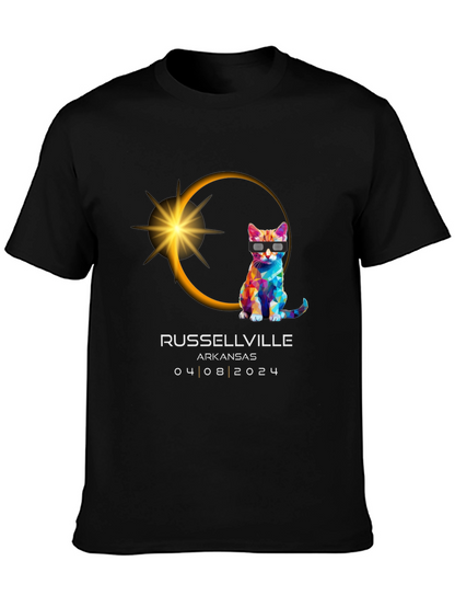 Russellville Arkansas Eclipse 2024 Cat T-Shirt