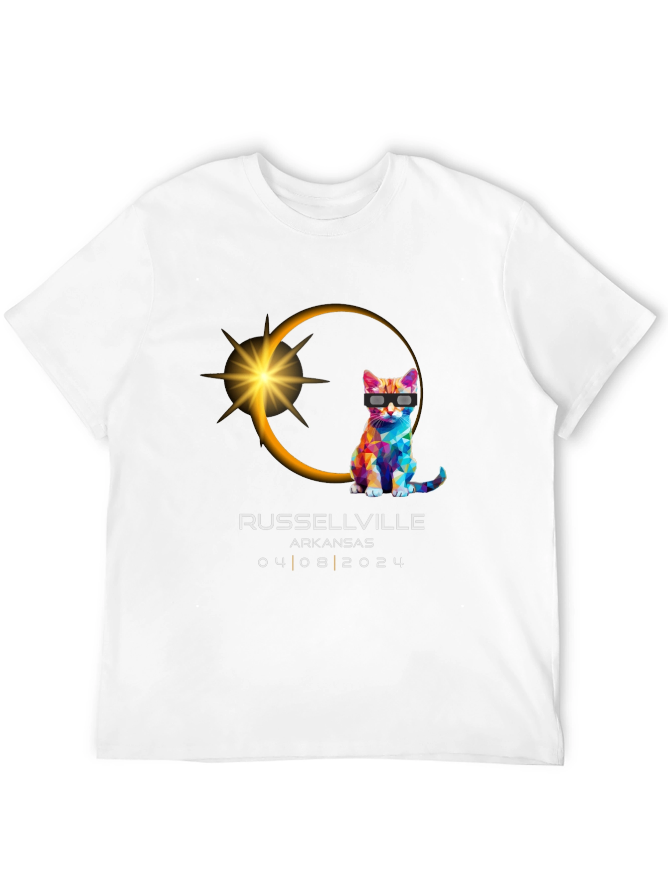 Russellville Arkansas Eclipse 2024 Cat T-Shirt