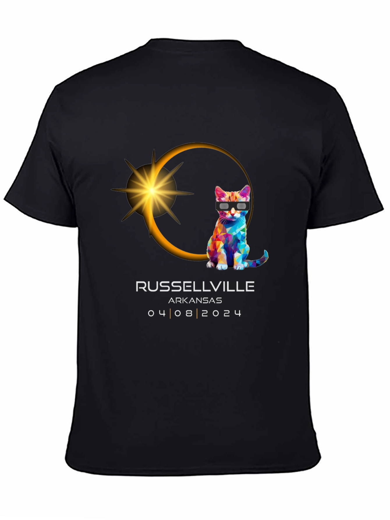 Russellville Arkansas Eclipse 2024 Cat T-Shirt