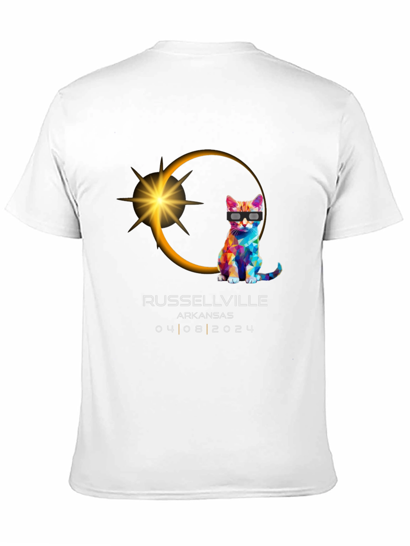 Russellville Arkansas Eclipse 2024 Cat T-Shirt