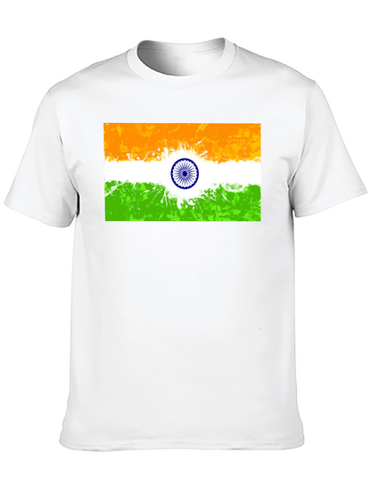 Indian Flag Graphic Print Black T-Shirt