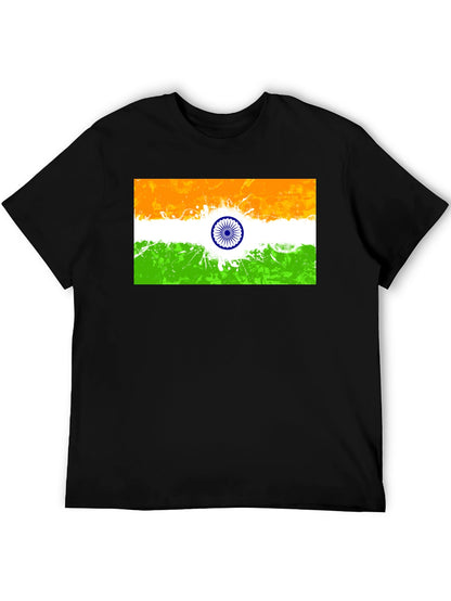 Indian Flag Graphic Print Black T-Shirt