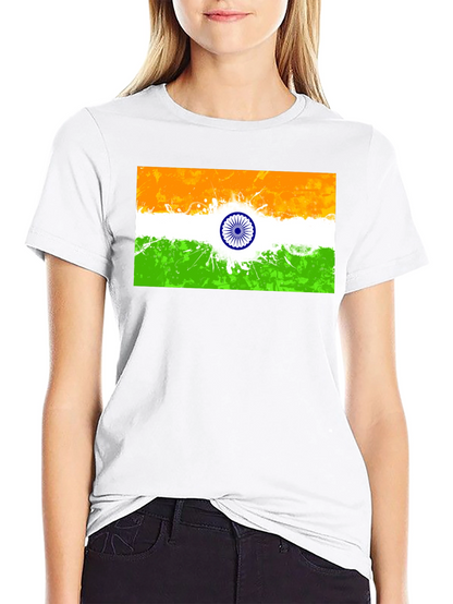 Indian Flag Graphic Print Black T-Shirt