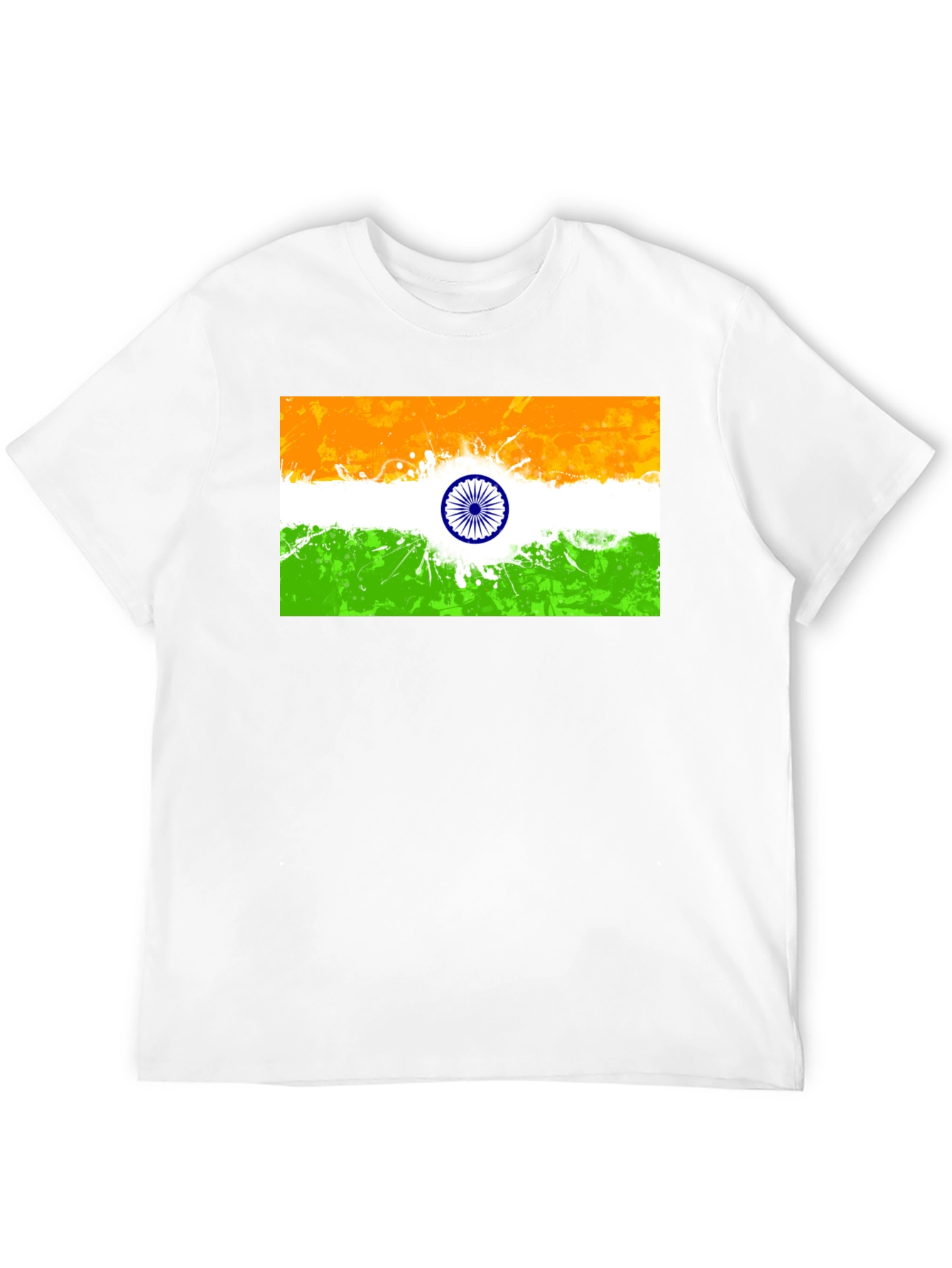 Indian Flag Graphic Print Black T-Shirt