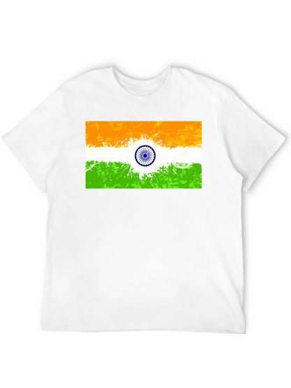 Indian Flag Graphic Print Black T-Shirt