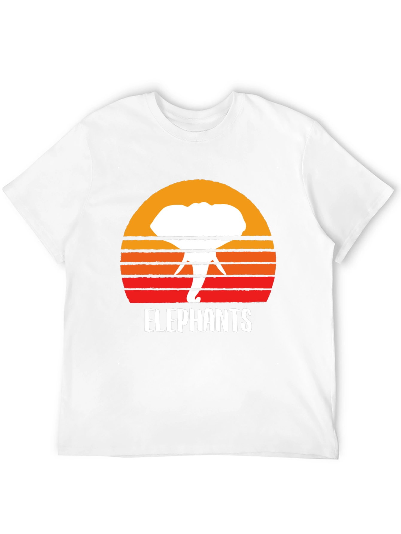 Elephant Sunset Graphic Tee - Retro Style Black T-Shirt