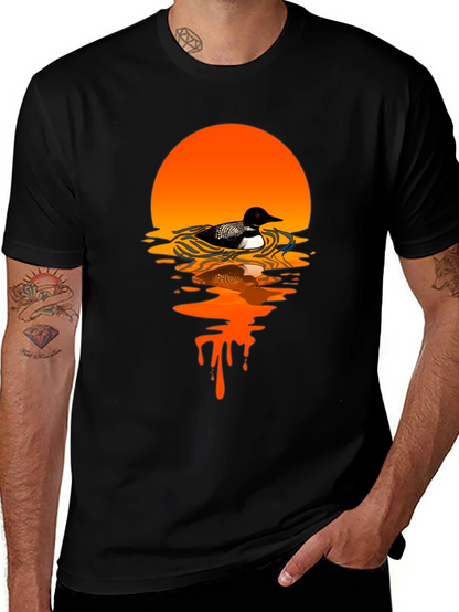 Loon Sunset Graphic T-Shirt - Black Cotton Tee