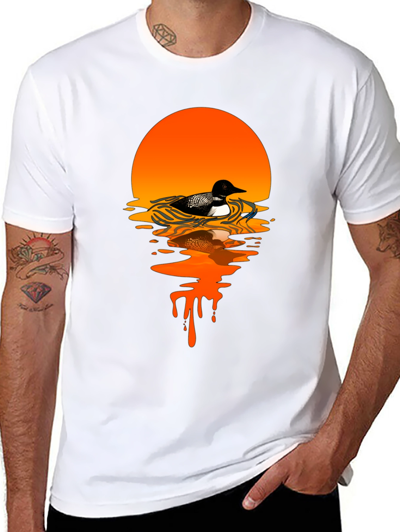 Loon Sunset Graphic T-Shirt - Black Cotton Tee