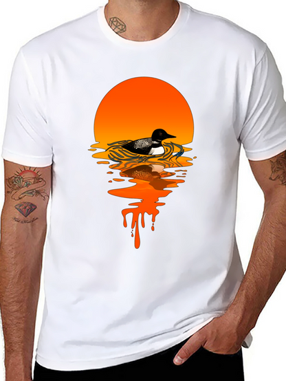 Loon Sunset Graphic T-Shirt - Black Cotton Tee
