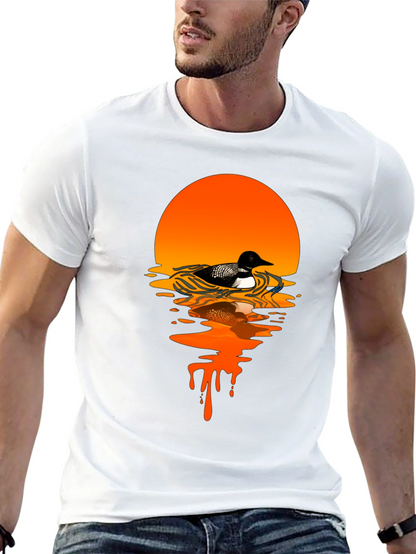 Loon Sunset Graphic T-Shirt - Black Cotton Tee