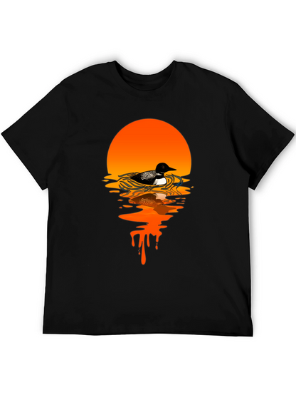 Loon Sunset Graphic T-Shirt - Black Cotton Tee