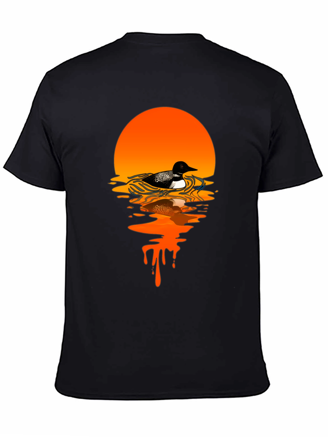 Loon Sunset Graphic T-Shirt - Black Cotton Tee