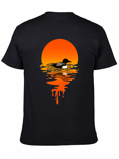 Loon Sunset Graphic T-Shirt - Black Cotton Tee