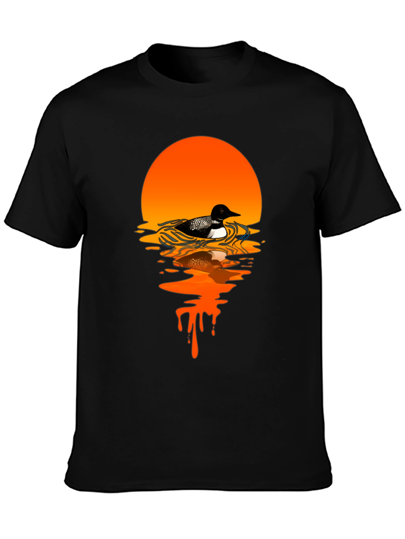 Loon Sunset Graphic T-Shirt - Black Cotton Tee