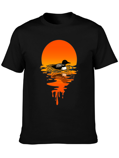 Loon Sunset Graphic T-Shirt - Black Cotton Tee