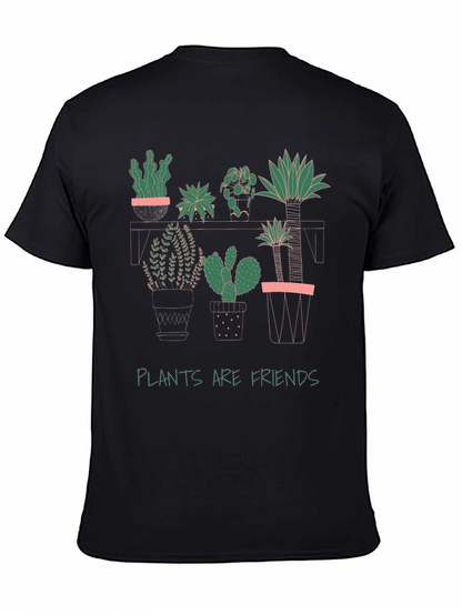 Plants Are Friends Graphic Tee - Black Cotton T-Shirt