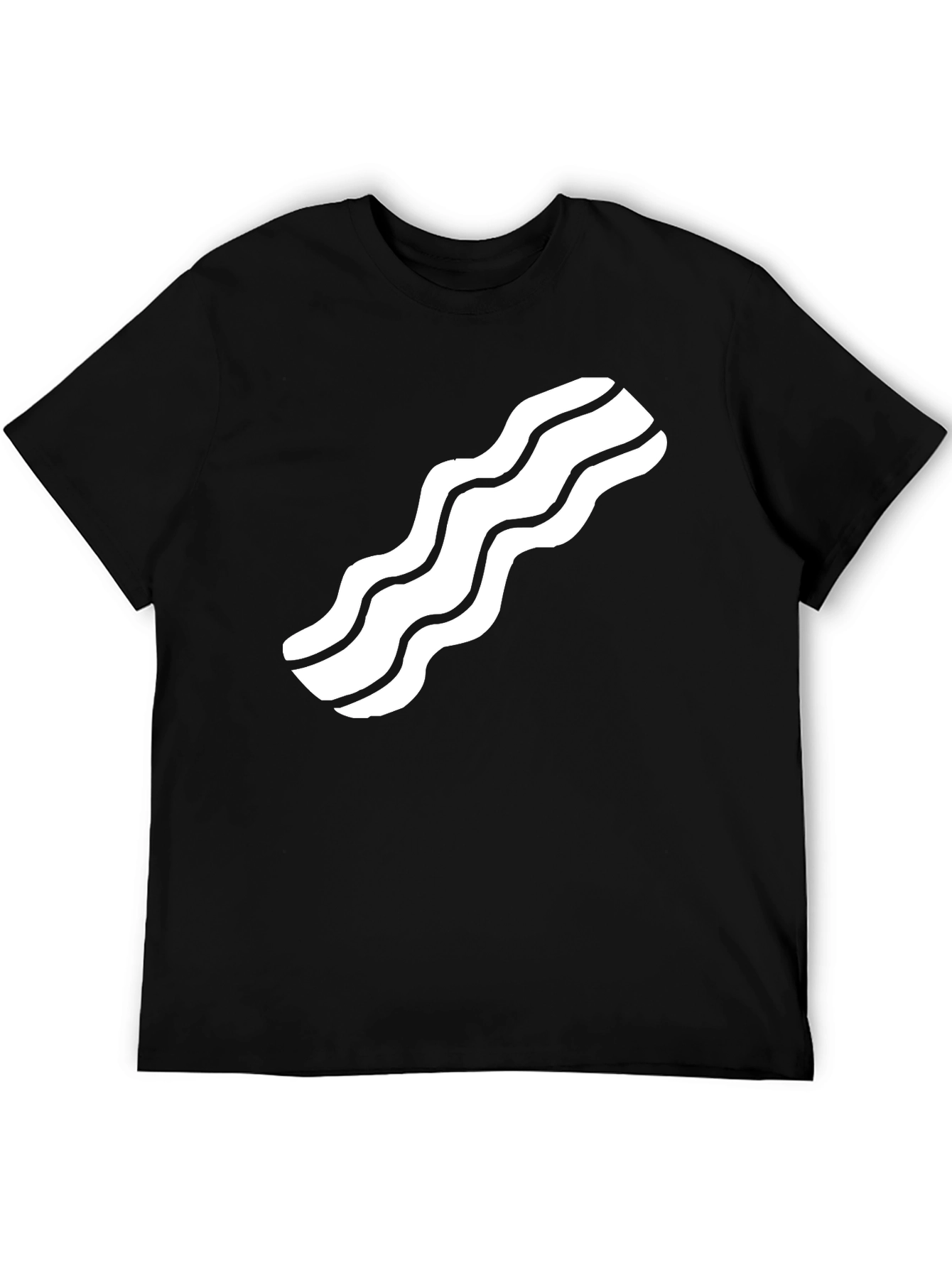 Bacon Strip Graphic Tee - Casual Black T-Shirt