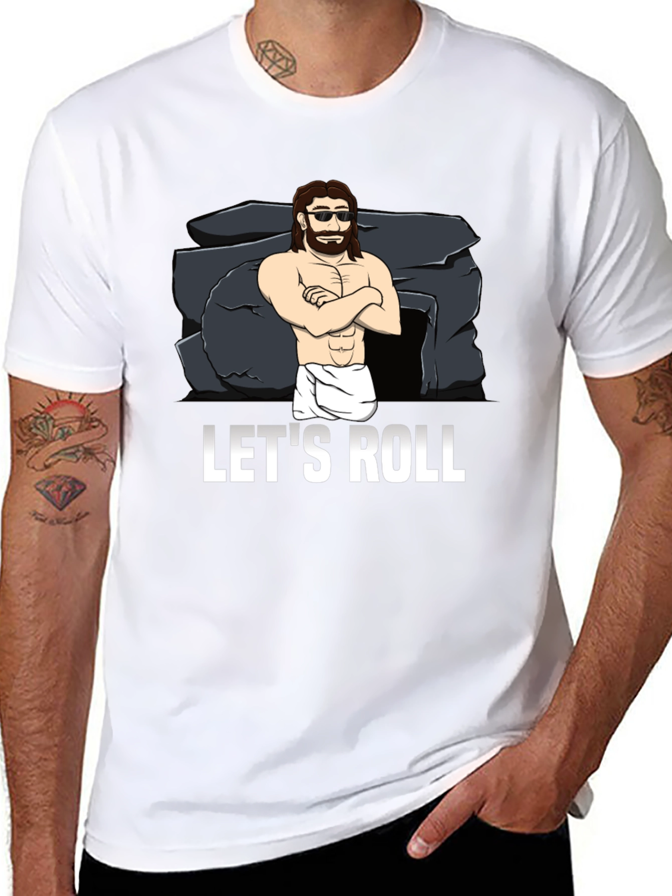 Lets Roll T-Shirt Funny Easter Jesus Graphic Tee
