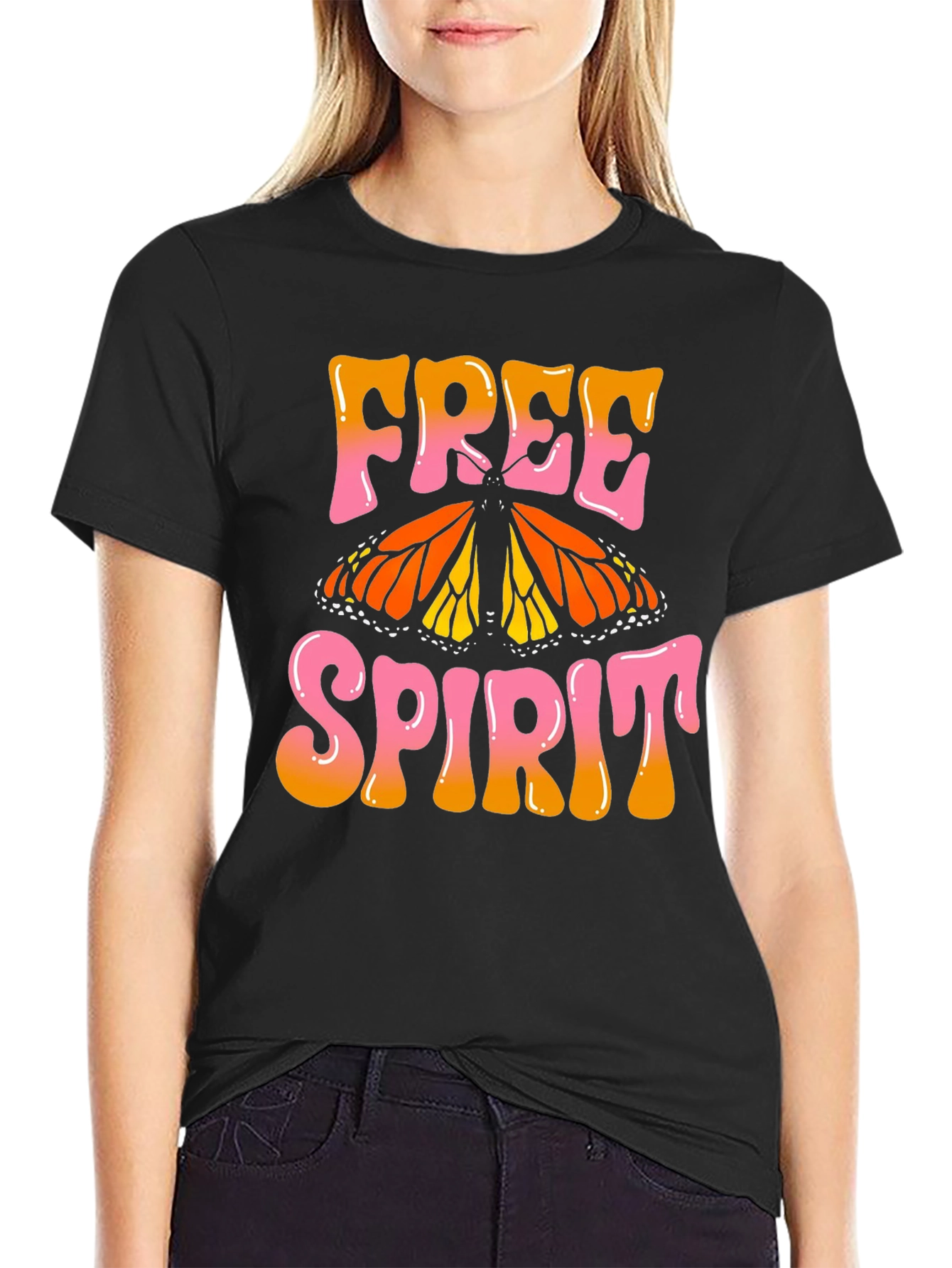 Free Spirit Butterfly Graphic T-Shirt