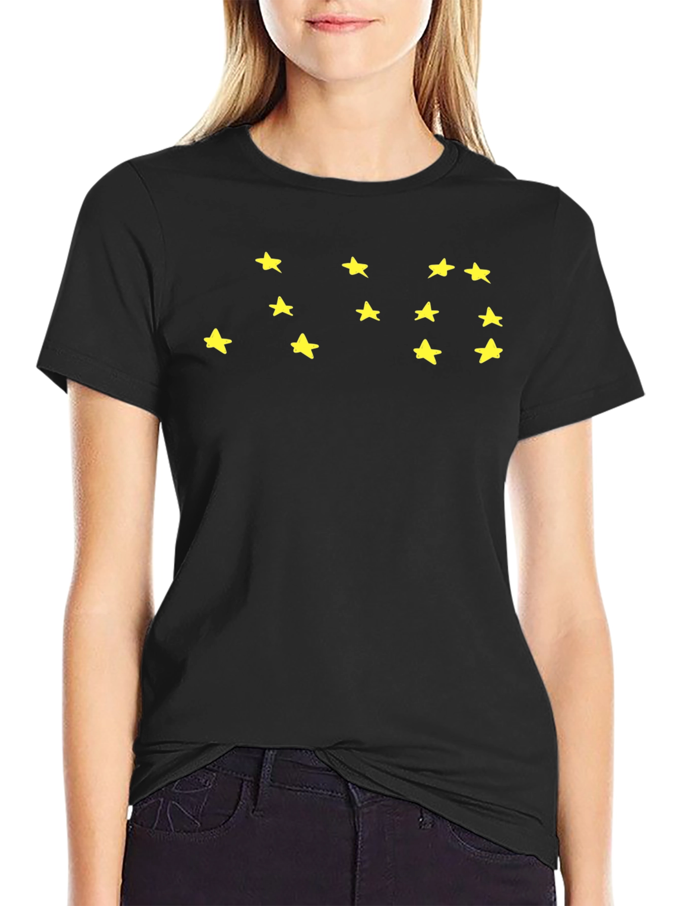 Starry Black Tee - Casual Graphic T-Shirt