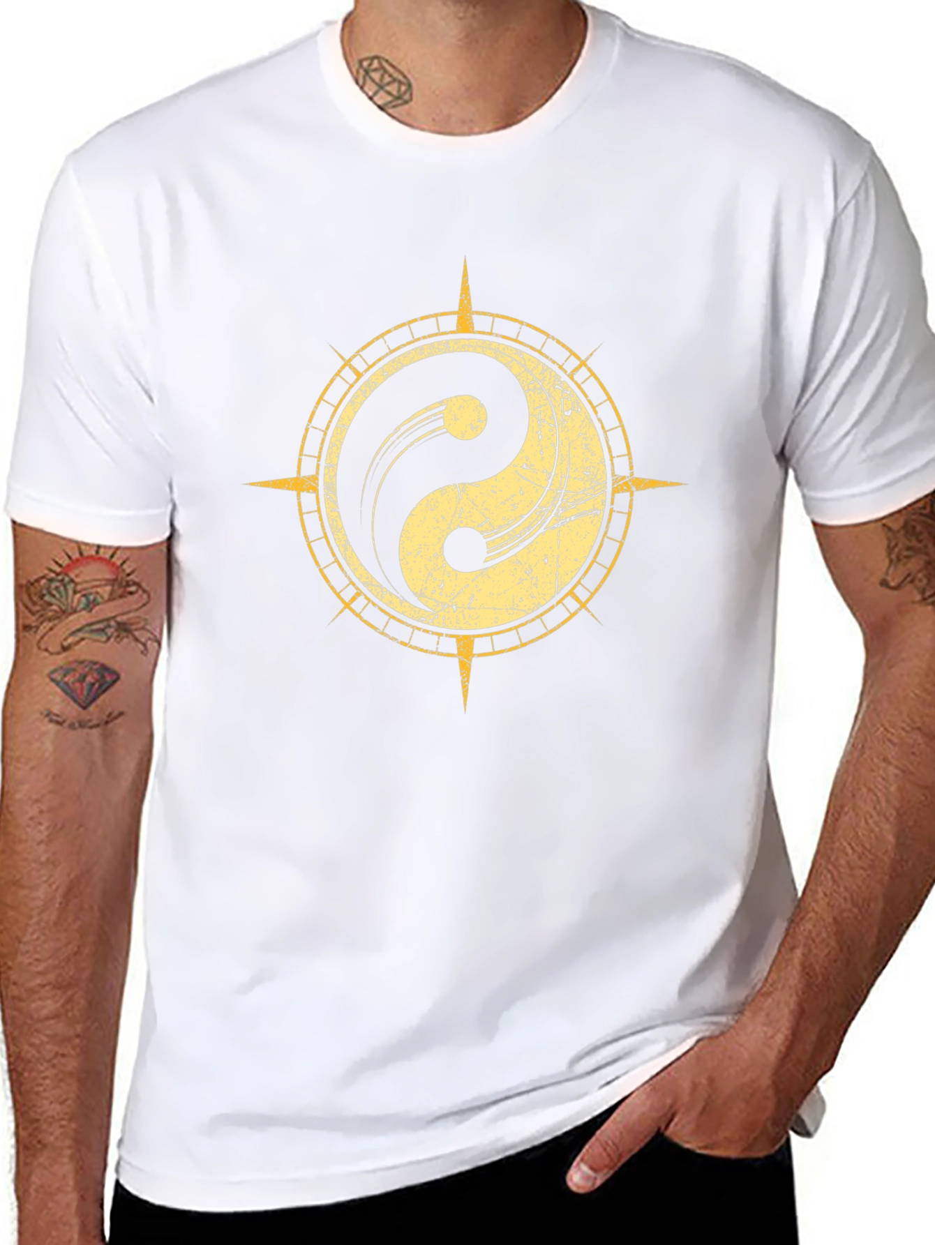 Yin Yang Compass Graphic Tee - Black