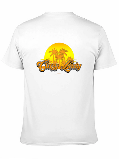 Crazy Lady Sunset Graphic T-Shirt - Black