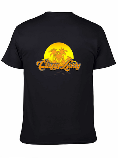 Crazy Lady Sunset Graphic T-Shirt - Black