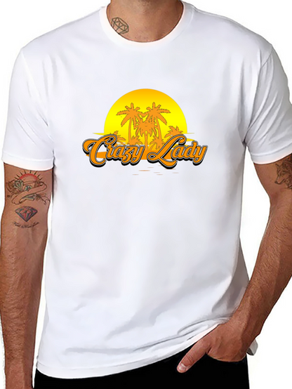 Crazy Lady Sunset Graphic T-Shirt - Black